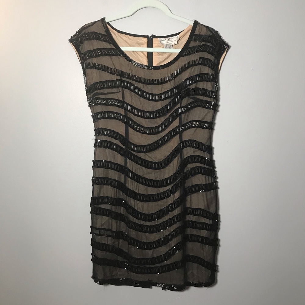 A.J. Bari Women's Sequin Silk Dress Retro SIZE 8